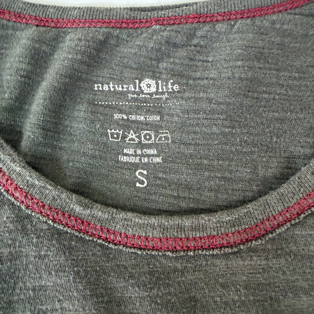 Natural Life Women S Olive Frankie Knit Tee Dress Folk Flower Relaxed Cotton - Picture 3 of 7